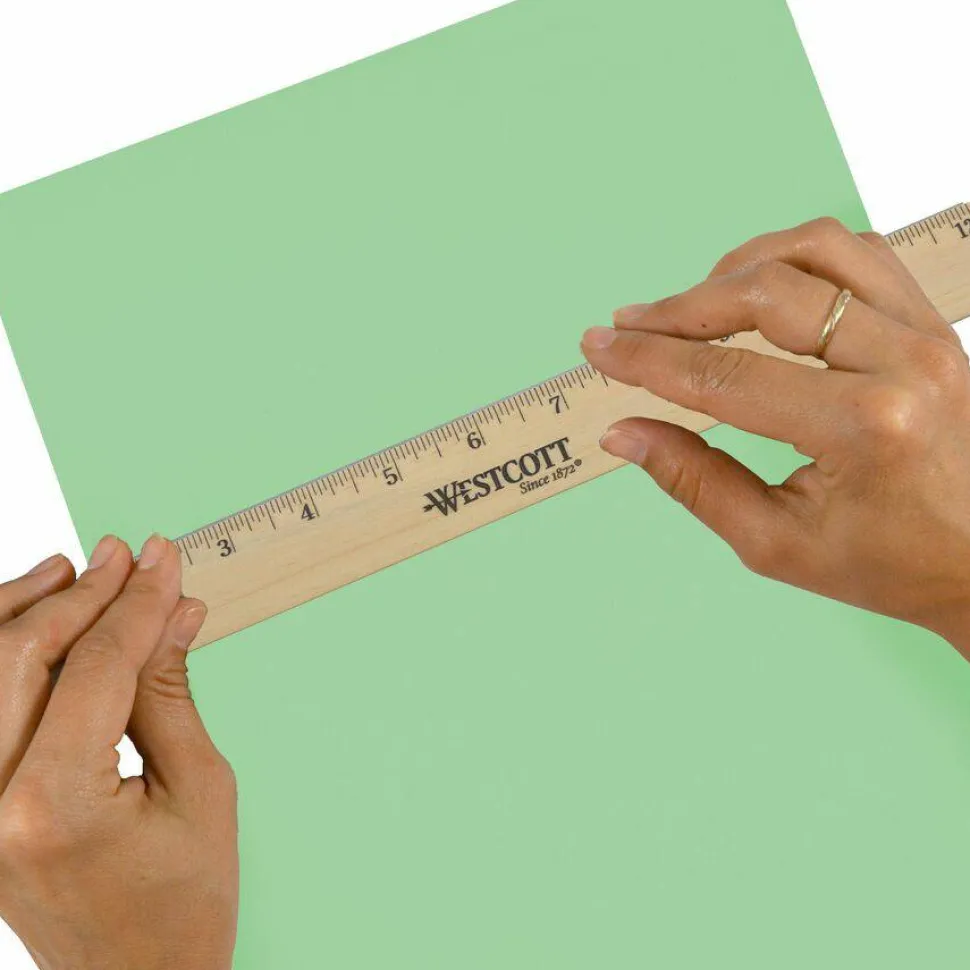 Westcott Wood Ruler, Single Edge, 12"