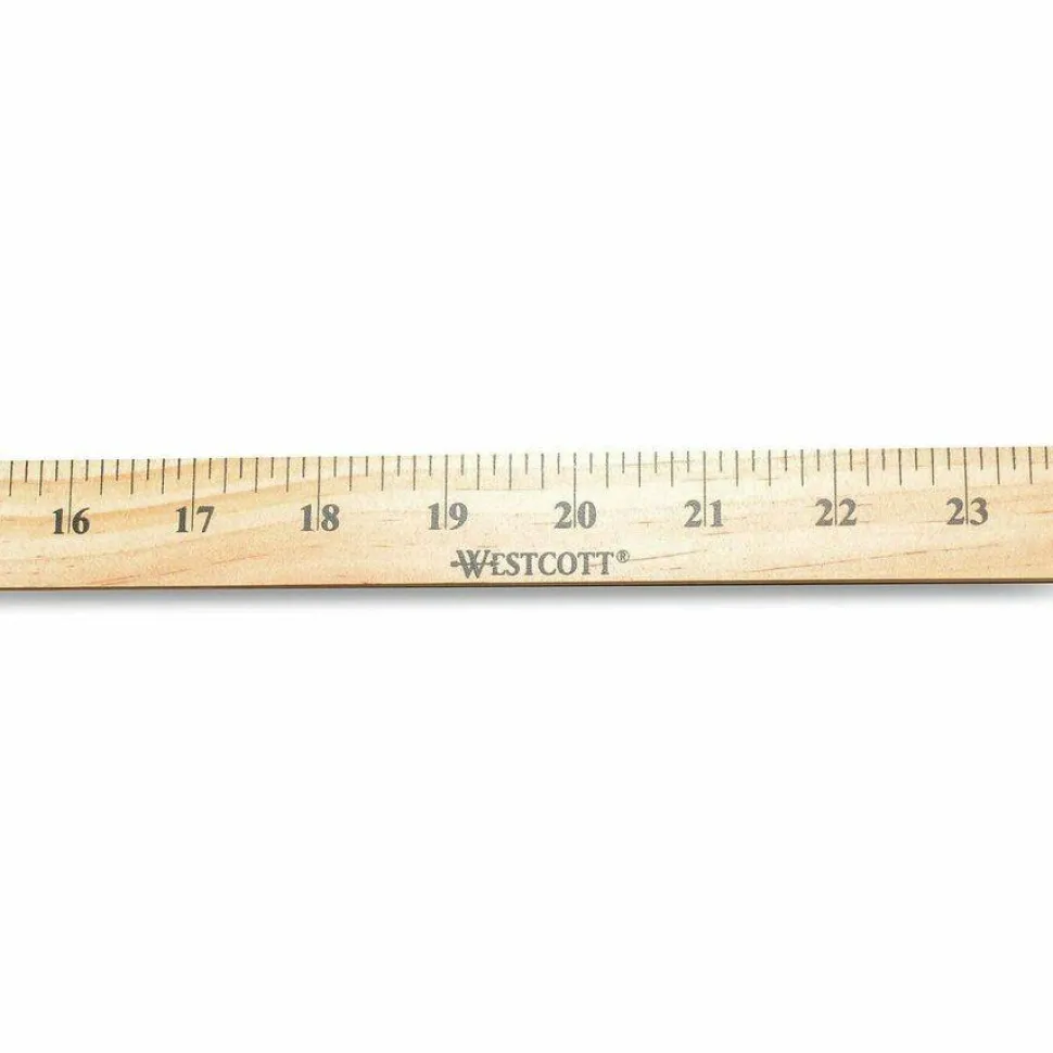 Westcott Wooden Meter Stick, Standard/Metric, 39.5", Clear Lacquer Finish, 12/Box