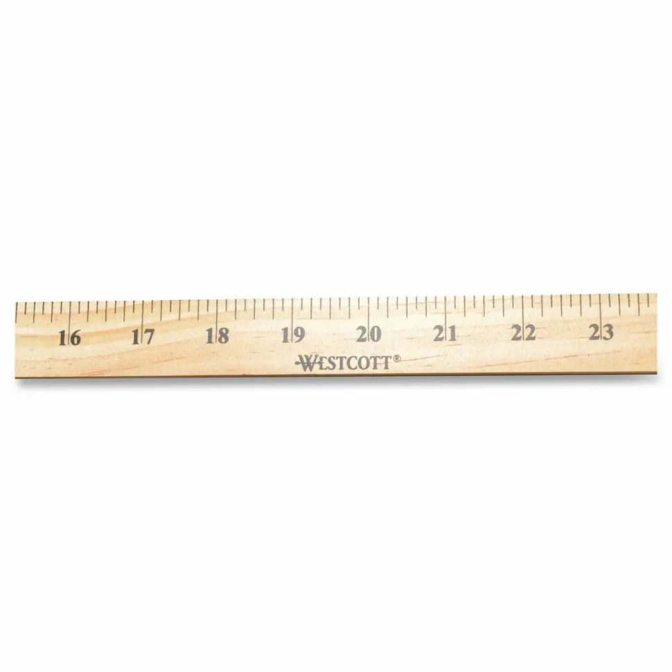 Westcott Wooden Meter Stick, Standard/Metric, 39.5", Clear Lacquer Finish, 12/Box