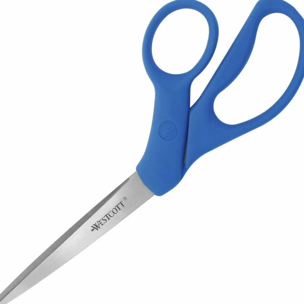 Westcott All Purpose Preferred Stainless Steel Scissors, 8", Bent, Blue