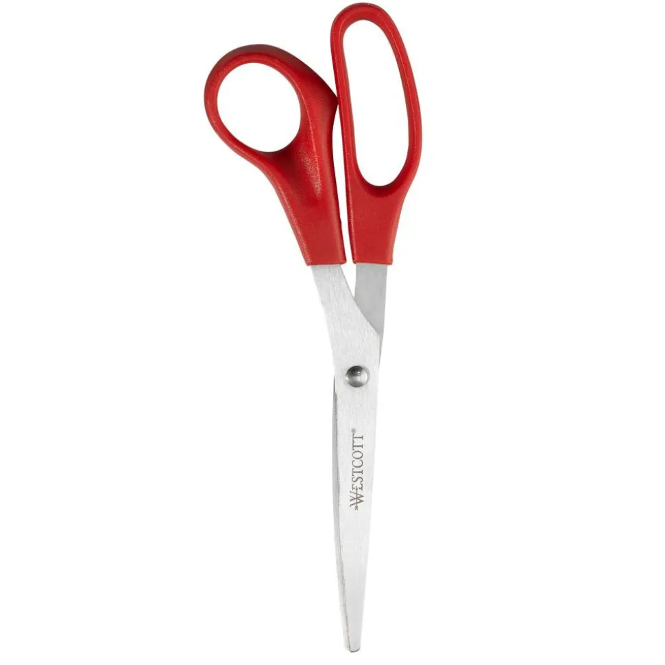 Westcott All-Purpose Value Stainless Steel Scissors, 8", Pointed, Assorted Colors, Pack Of 3