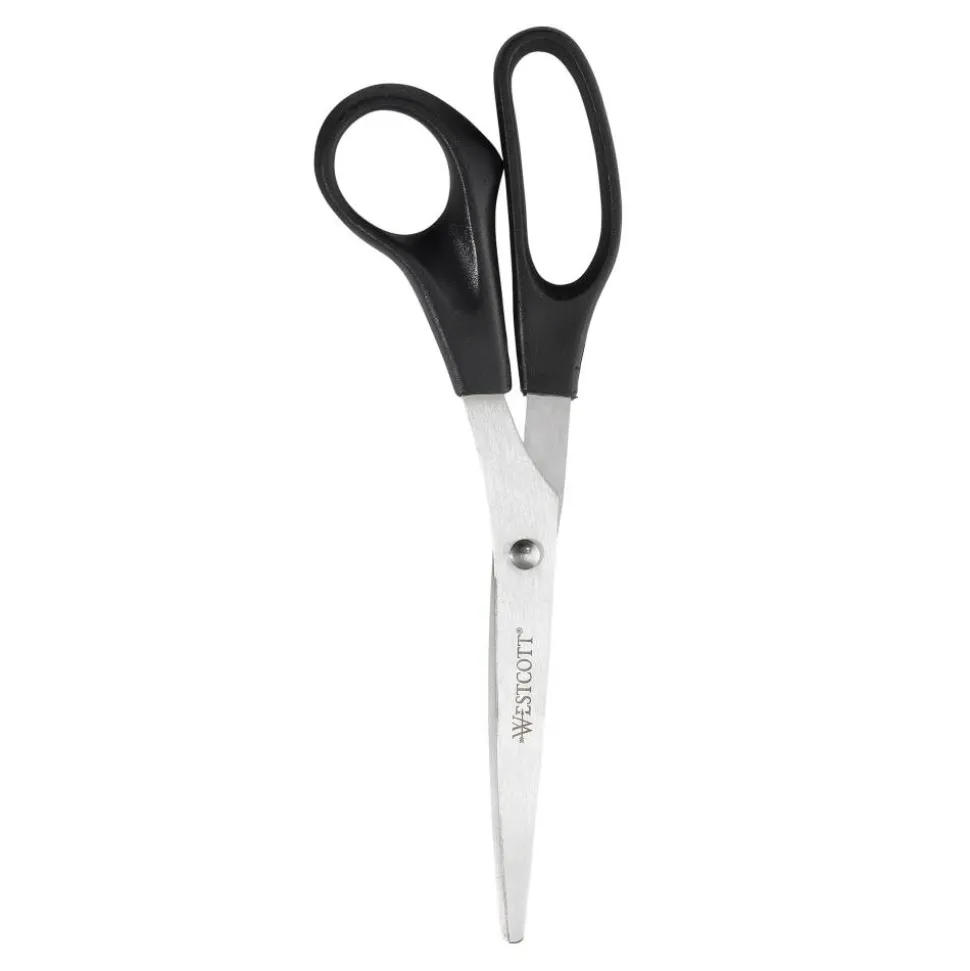 Westcott All-Purpose Value Stainless Steel Scissors, 8", Pointed, Assorted Colors, Pack Of 3