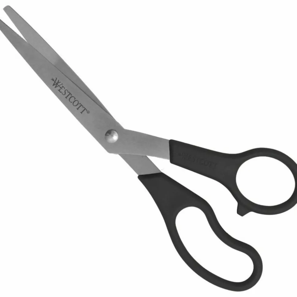 Westcott All-Purpose Value Stainless Steel Scissors, 8", Pointed, Black, Pack Of 3