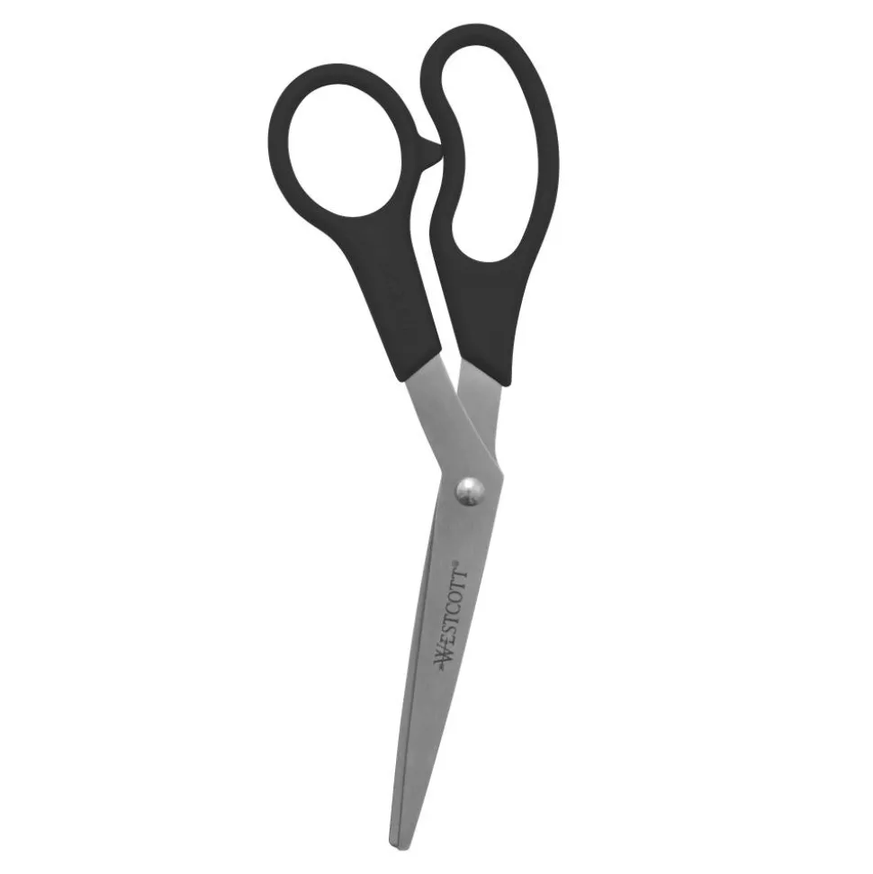 Westcott All-Purpose Value Stainless Steel Scissors, 8", Bent, Black
