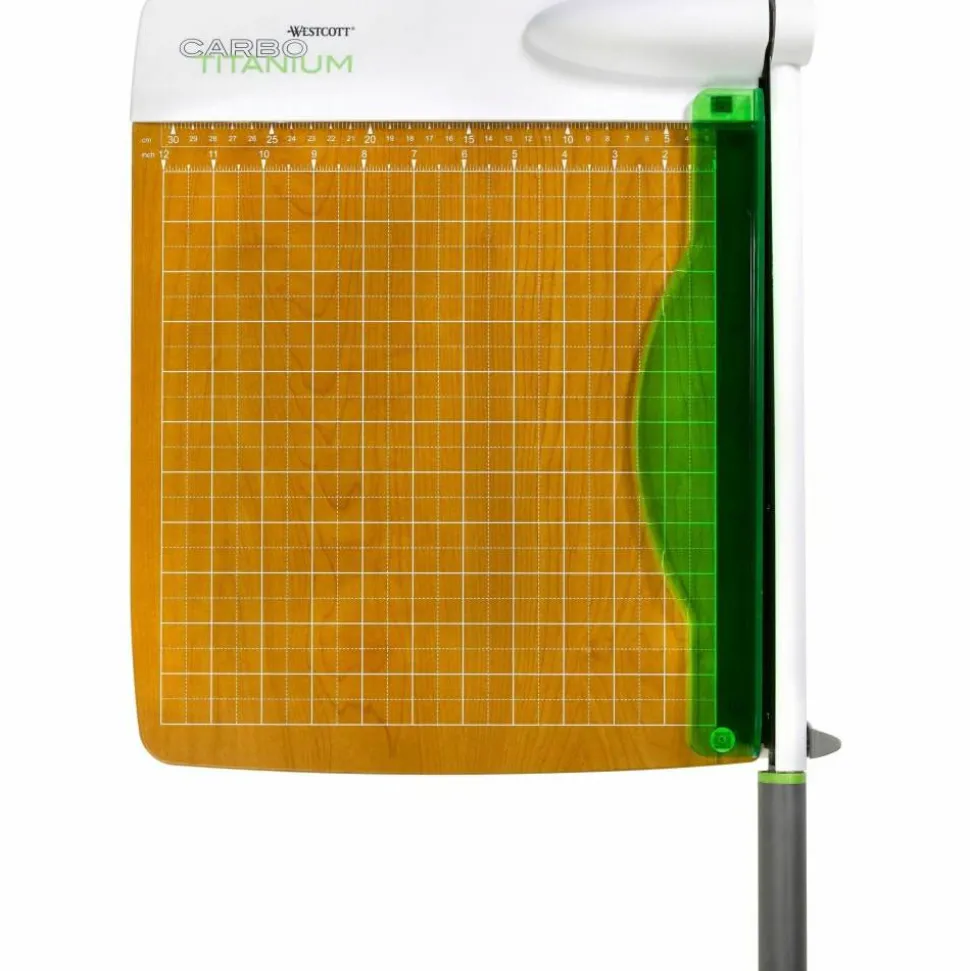 Westcott CarboTitanium Guillotine Heavy-Duty Trimmer, 12", White/Green