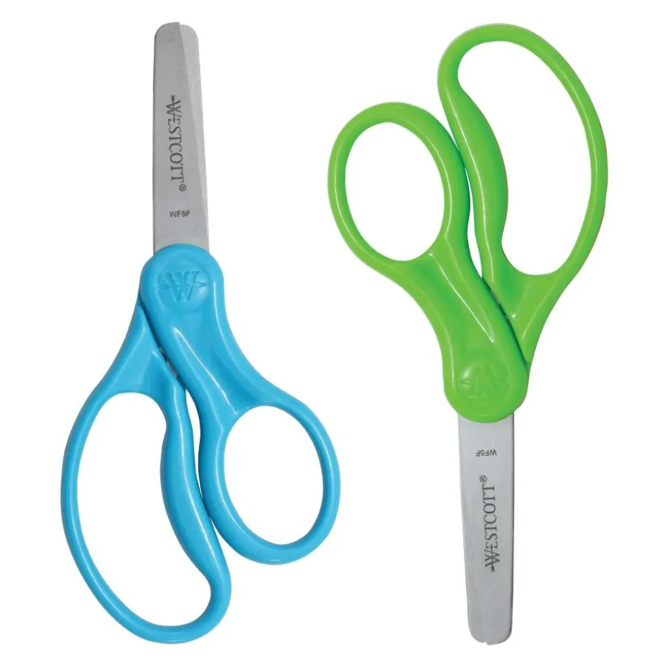 Westcott Hard Handle Kids Value Scissors, 5", Blunt, Assorted Colors, Pack Of 2