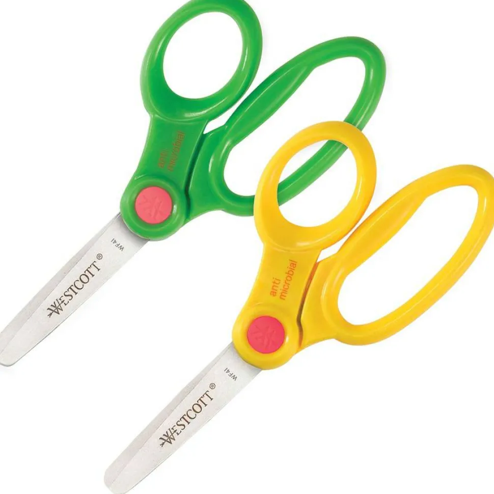 Westcott Kids School Pack Scissors, 5", Blunt, Assorted Colors, Pack Of 12