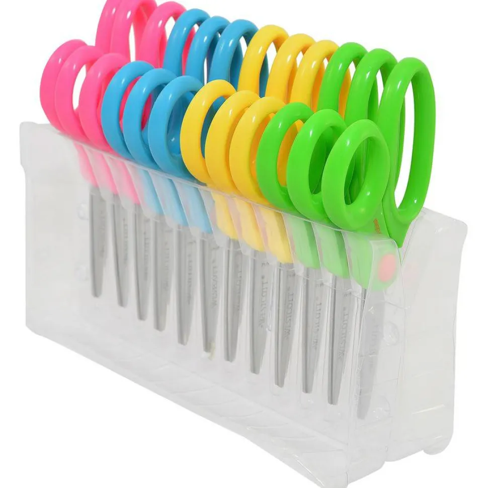 Westcott Kids School Pack Scissors, 5", Blunt, Assorted Colors, Pack Of 12