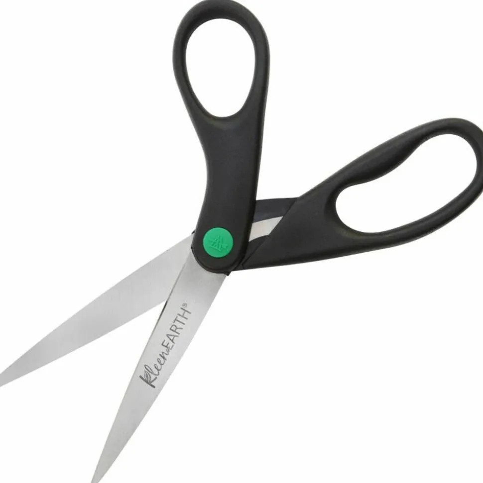 Westcott KleenEarth Scissors, 8" Long, 3.25" Cut Length, Straight Black Handle