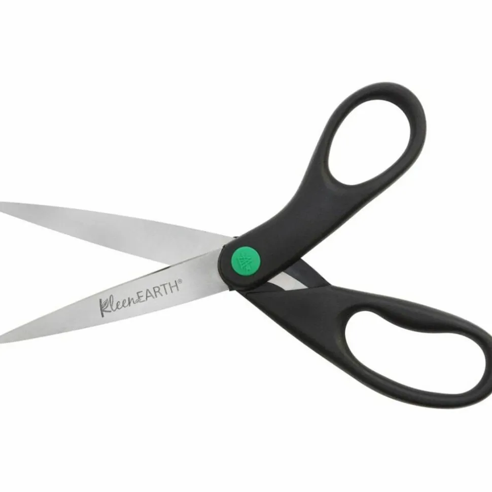 Westcott KleenEarth Scissors, 8" Long, 3.25" Cut Length, Straight Black Handle, 2/Pack