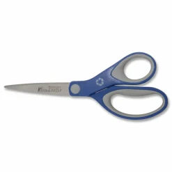 Westcott KleenEarth Soft Handle Scissors, 8" Long, 3.25" Cut Length, Straight Blue/Gray Handle