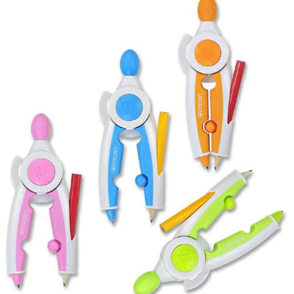 Westcott Soft Touch School Compass with Antimicrobial Product Protection, 10", Assorted Colors