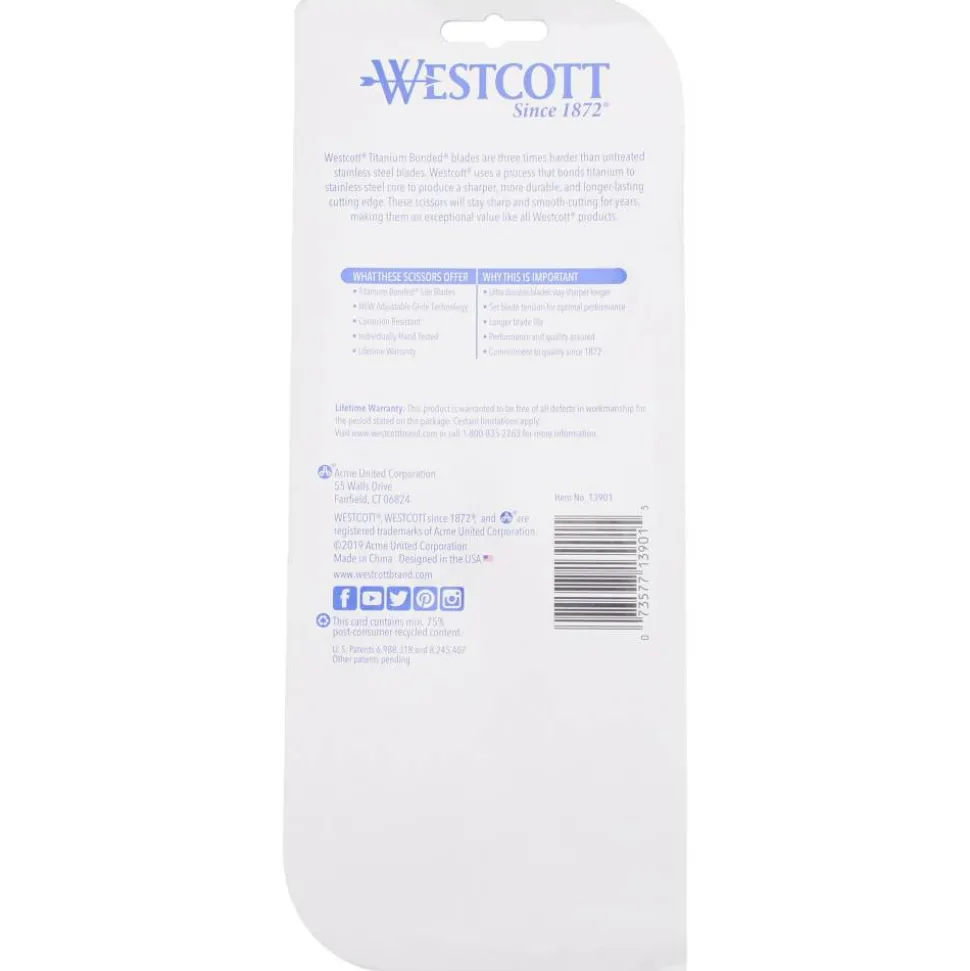 Westcott 8" Straight Soft Handle Titanium-Bonded Glide Scissors