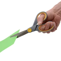 Westcott Titanium Bonded Scissors, 8" Long, 3.5" Cut Length, Straight Gray/Yellow Handle