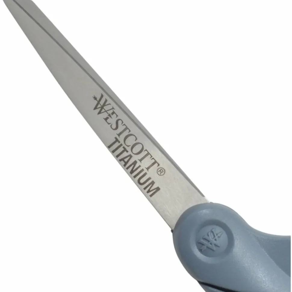 Westcott Titanium Bonded Scissors, 8", Bent, Gray/Yellow