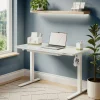 48”W Glass-Top Electric Height-Adjustable Standing Desk, White