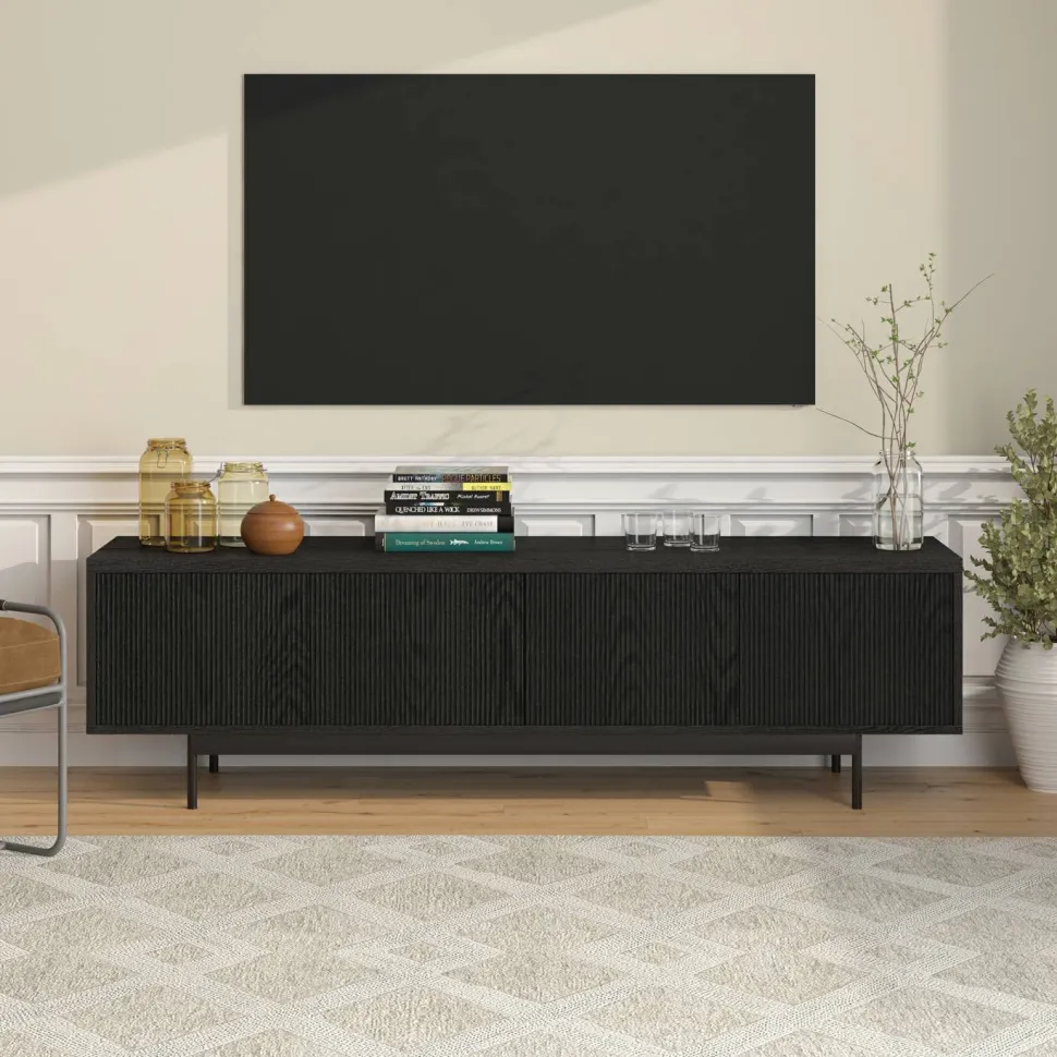Whitman Rectangular TV Stand for TV's up to 75" in Black Grain