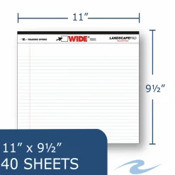 WIDE Landscape Format Writing Pad, Medium/College Rule, 11 x 9.5, White, 40 Sheets