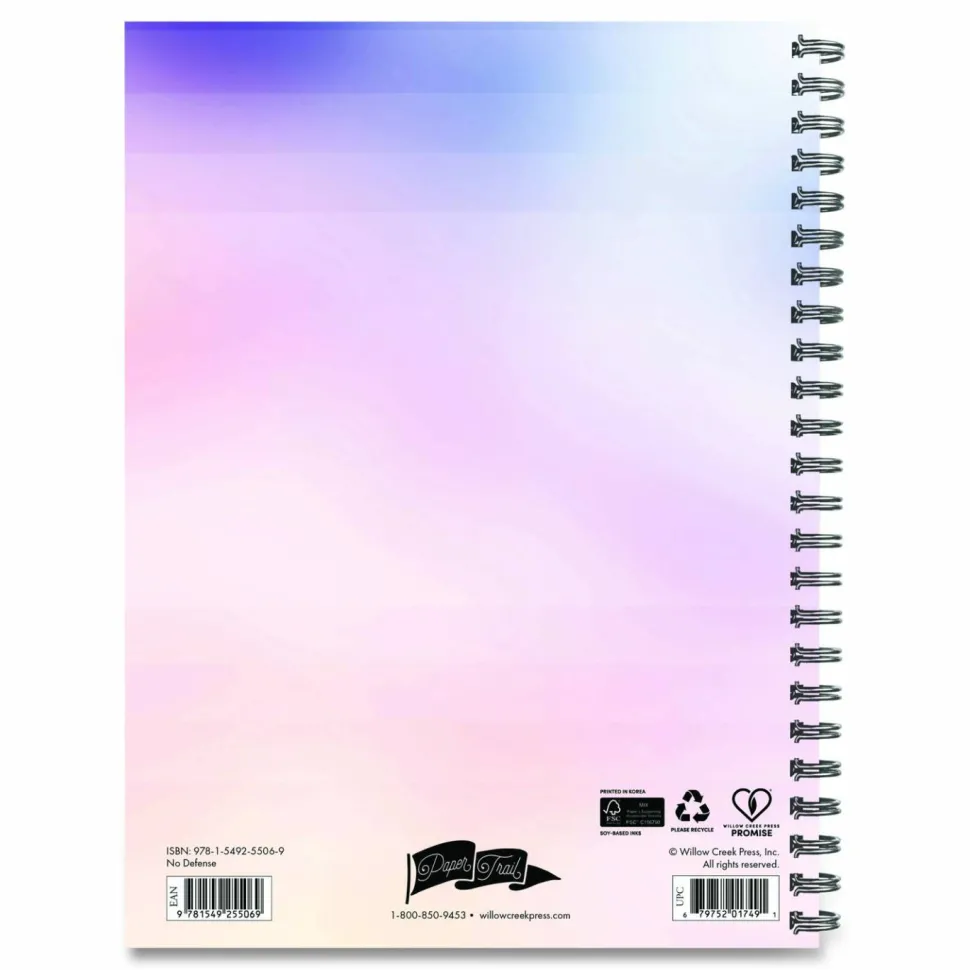Willow Creek Press No Defense Undated Journal, Medium/College Rule, Pastel Multicolor Cover, (80) 8 x 6 Sheets