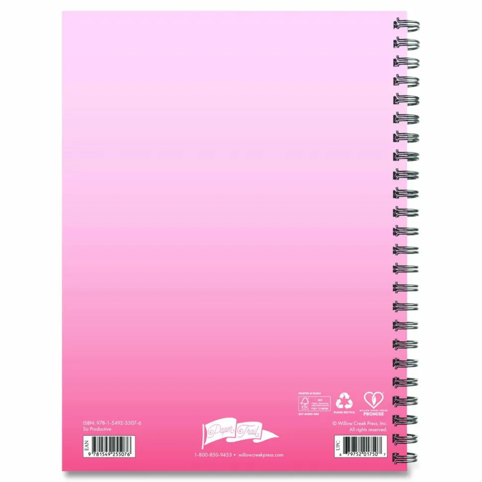 Willow Creek Press So Productive Undated Journal, Medium/College Rule, Pink Cover, (80) 8 x 6 Sheets