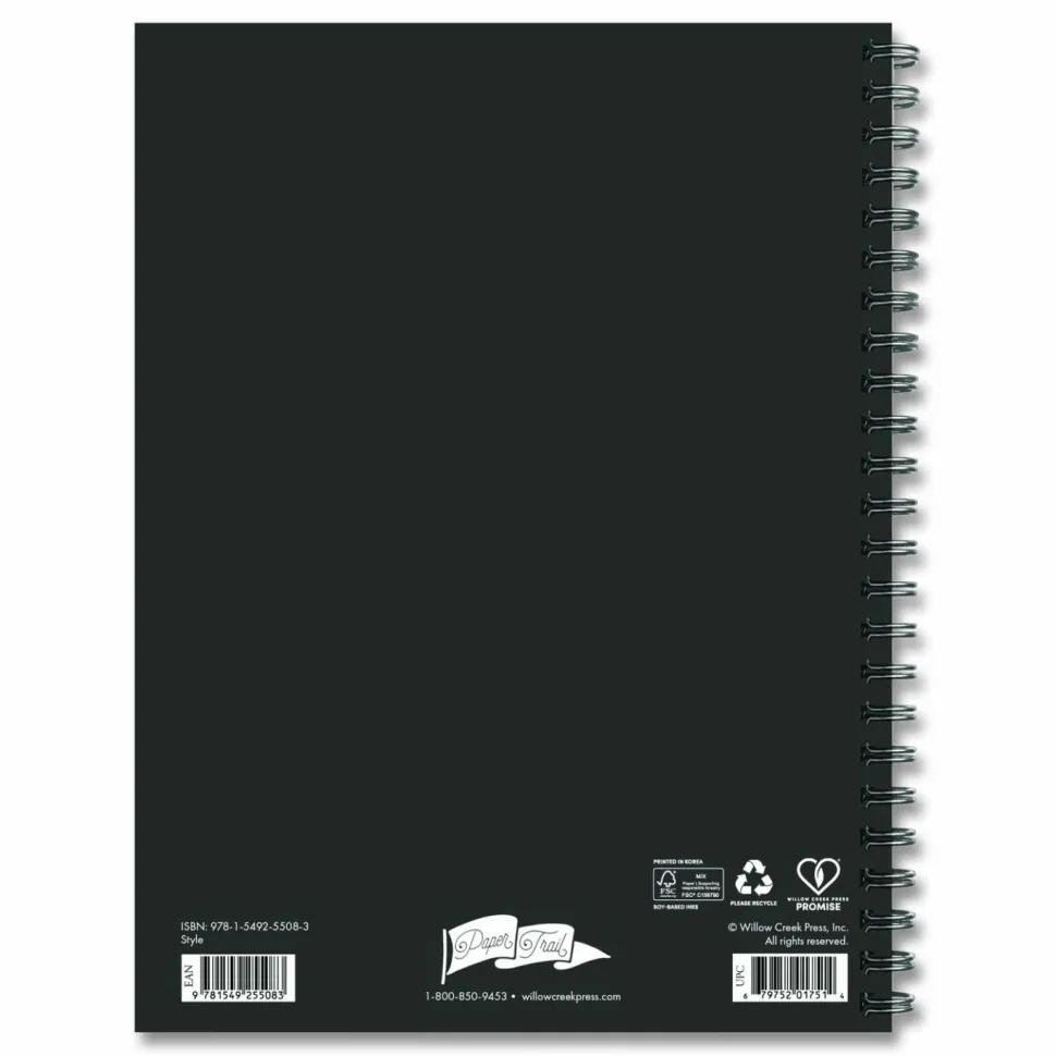 Willow Creek Press Style Undated Journal, Edition, Medium/College Rule, Black/Gold Cover, (80) 8 x 6 Sheets