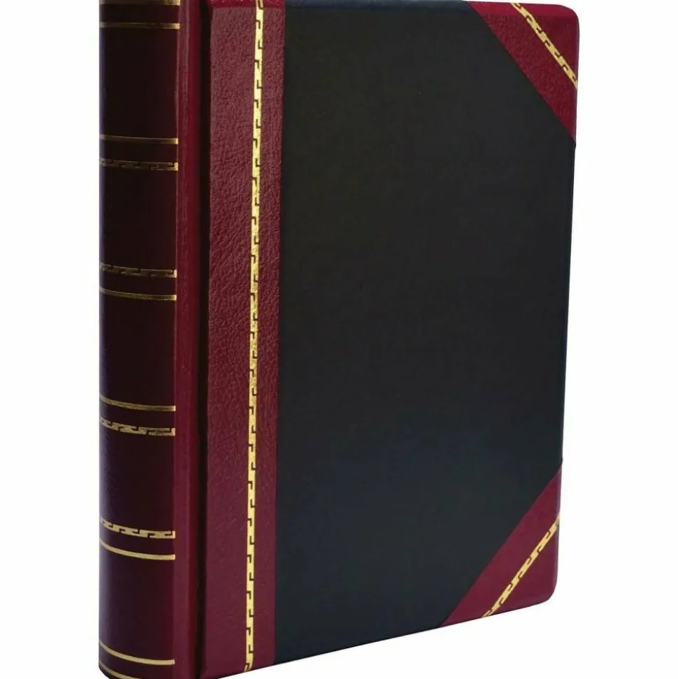 Wilson Jones Minute Book, 500 Sheet Capacity, Red/Black Imitation Leather - 500 Sheet(s) - Letter - 8 1/2"x11" Sheet Size - Black, Red, Gold Cover