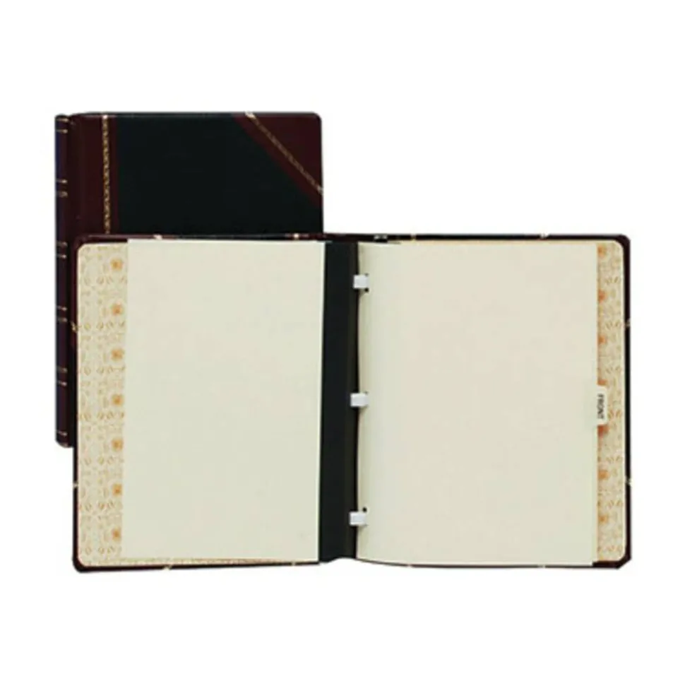 Wilson Jones Minute Book, 500 Sheet Capacity, Red/Black Imitation Leather - 500 Sheet(s) - Letter - 8 1/2"x11" Sheet Size - Black, Red, Gold Cover