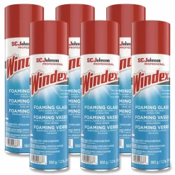 Windex Foaming Glass Cleaner, 20 oz Aerosol Spray, 6/Carton
