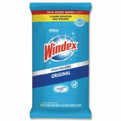 Windex Glass and Surface Wet Wipe, Cloth, 7 x 8, Unscented, White, 38/Pack, 12 Packs/Carton