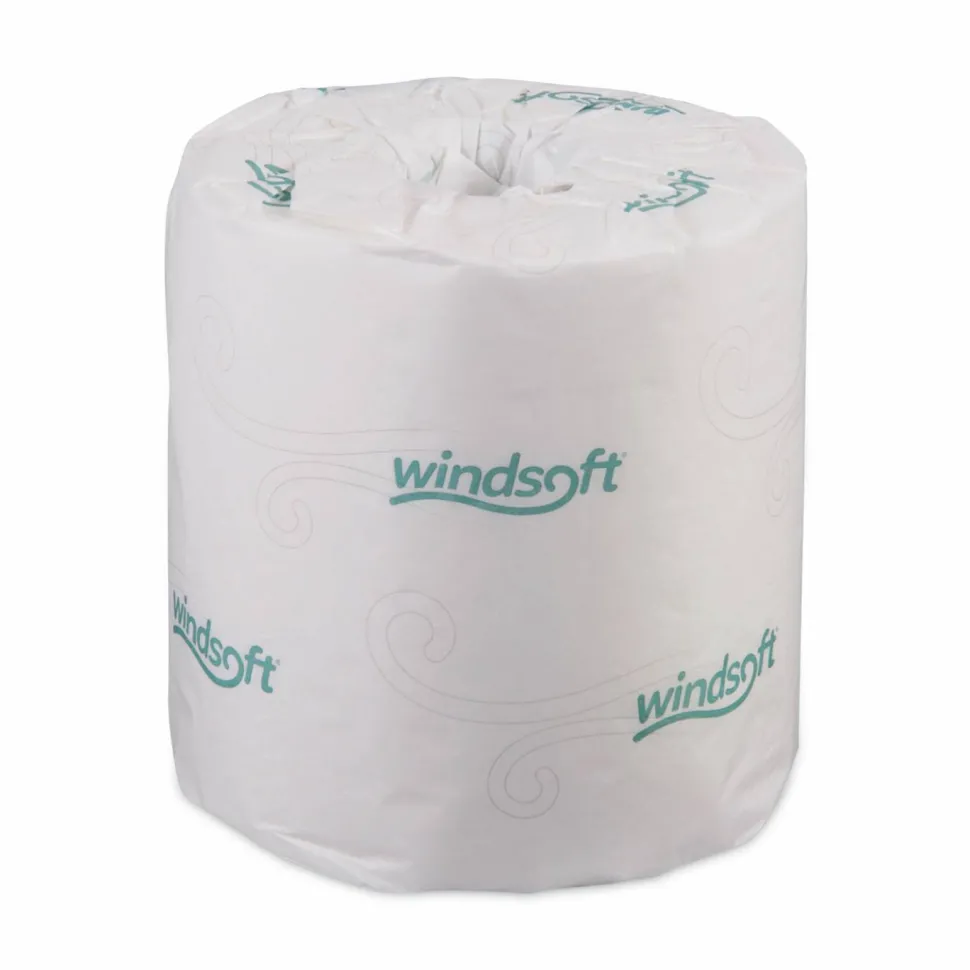 Windsoft Bath Tissue, Individually Wrapped Rolls, Septic Safe, 2-Ply, White, 500 Sheets/Roll, 96 Rolls/Carton
