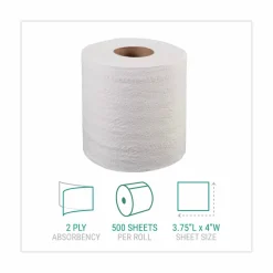 Windsoft Bath Tissue, Individually Wrapped Rolls, Septic Safe, 2-Ply, White, 500 Sheets/Roll, 96 Rolls/Carton