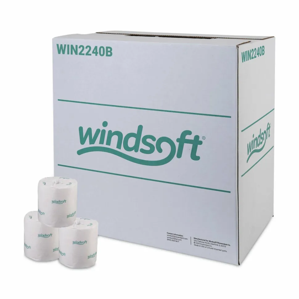 Windsoft Bath Tissue, Individually Wrapped Rolls, Septic Safe, 2-Ply, White, 500 Sheets/Roll, 96 Rolls/Carton