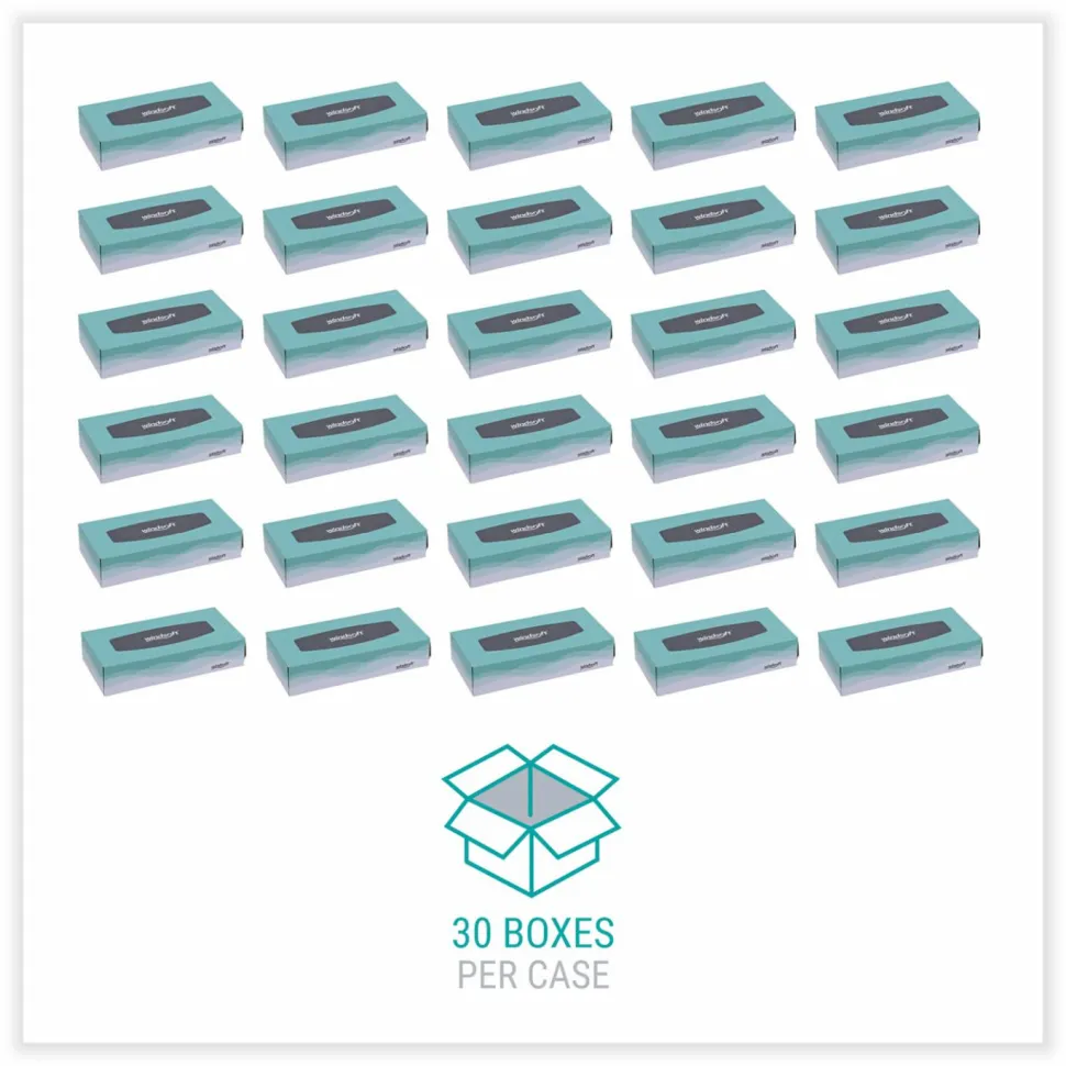 Windsoft Facial Tissue, Flat Pop-Up Box, 2-Ply, White, 100 Sheets/Box, 30 Boxes/Carton