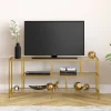 Winthrop Rectangular TV Stand with Glass Shelves for TV's up to 60" in Brass