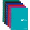 Wirebound Notebooks, 8-1/2" x 11", 3 Subjects, College Ruled, 120 Sheets, Assorted Colors, Pack Of 6 Notebooks