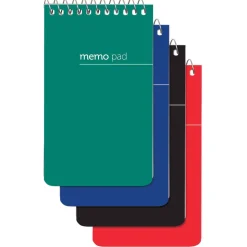 Wirebound Top-Opening Memo Pads, 3" x 5", College Ruled, 60 Sheets Per Pad, Assorted Colors (No Color Choice), Pack Of 3 Pads