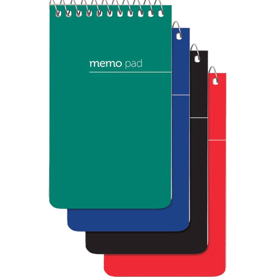 Wirebound Top-Opening Memo Pads, 3" x 5", College Ruled, 60 Sheets Per Pad, Assorted Colors (No Color Choice), Pack Of 3 Pads