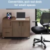 40”W Multifunction Mobile File Cabinet Printer Stand with Integrated Power & Charging, Brown Oak, BIFMA Compliant