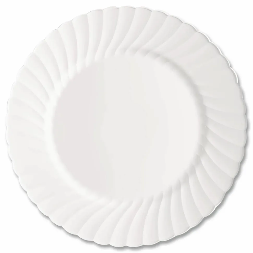 WNA Classicware Plastic Dinnerware, Plates, 9" dia, White, 12/Bag, 15 Bags/Carton