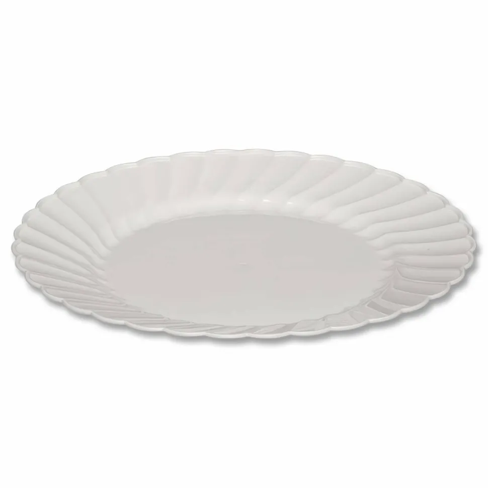 WNA Classicware Plastic Dinnerware, Plates, 9" dia, White, 12/Bag, 15 Bags/Carton