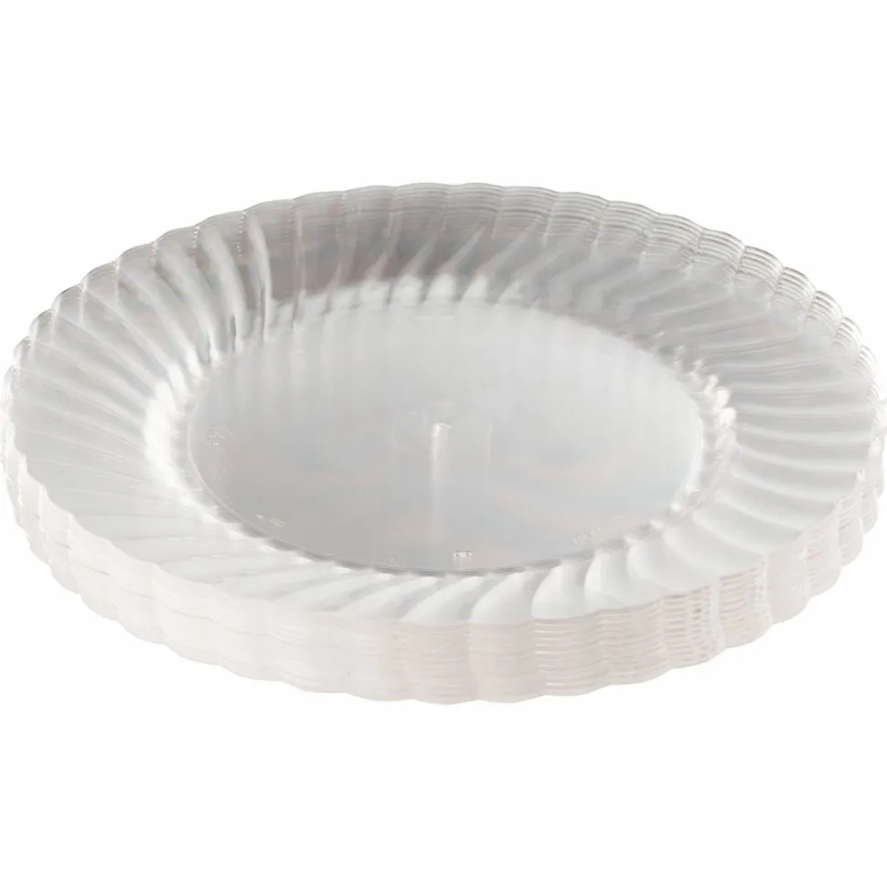 WNA Classicware Plastic Plates, 9" dia, Clear, 12/Pack, 15 Packs/Carton