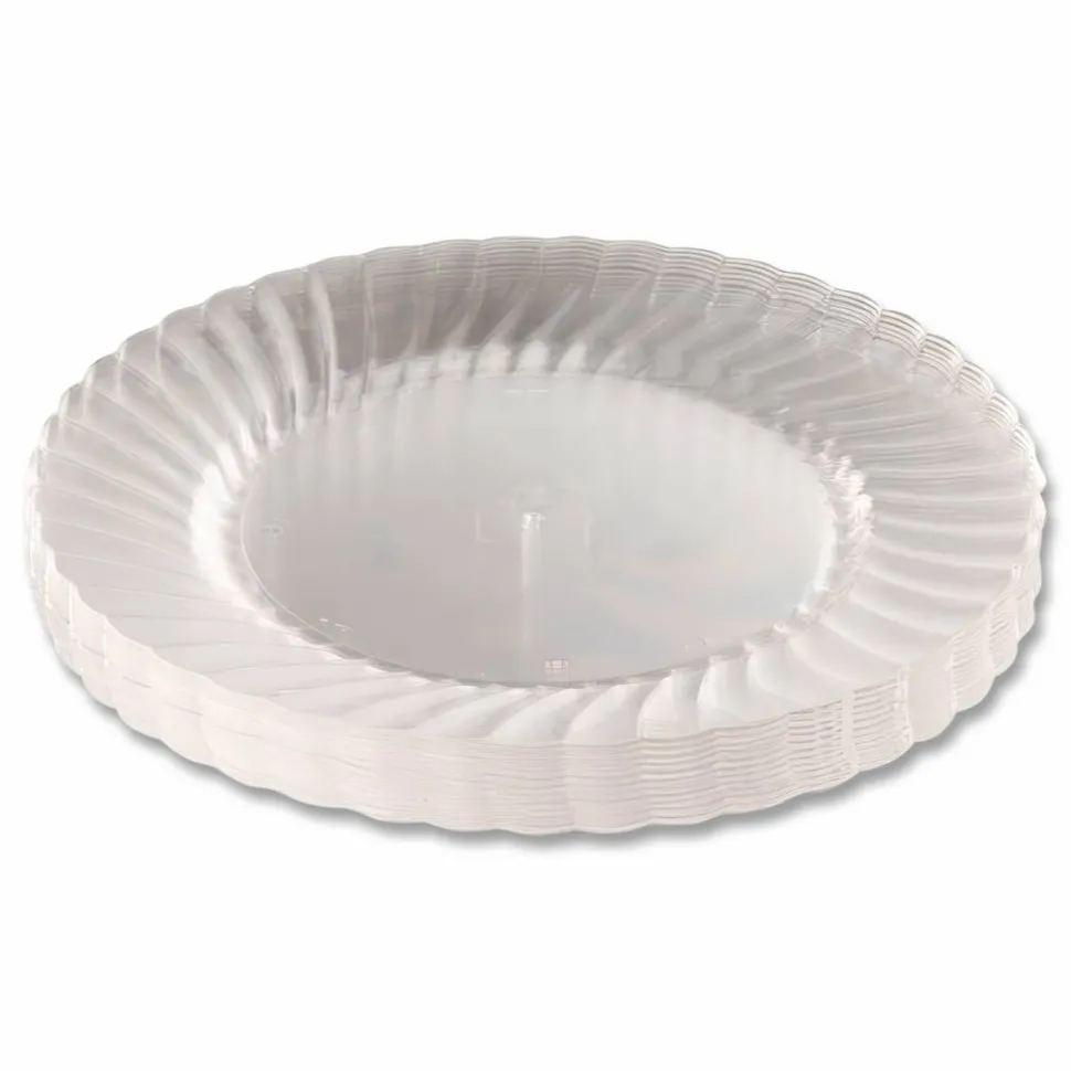 WNA Classicware Plates, Plastic, 10.25" dia, Clear, 12/Bag, 12 Bags/Carton