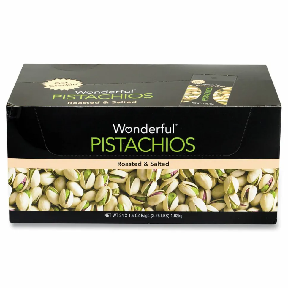 Wonderful Roasted and Salted Pistachios, 1.5 oz Bag, 24/Pack