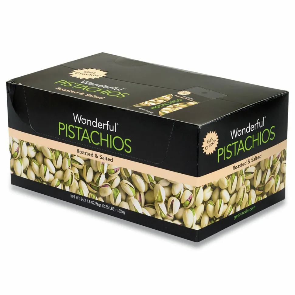 Wonderful Roasted and Salted Pistachios, 1.5 oz Bag, 24/Pack