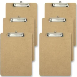 Wood Clipboards, 9" x 12-1/2", 100% Recycled Wood, Light Brown, Pack Of 6 Clipboards