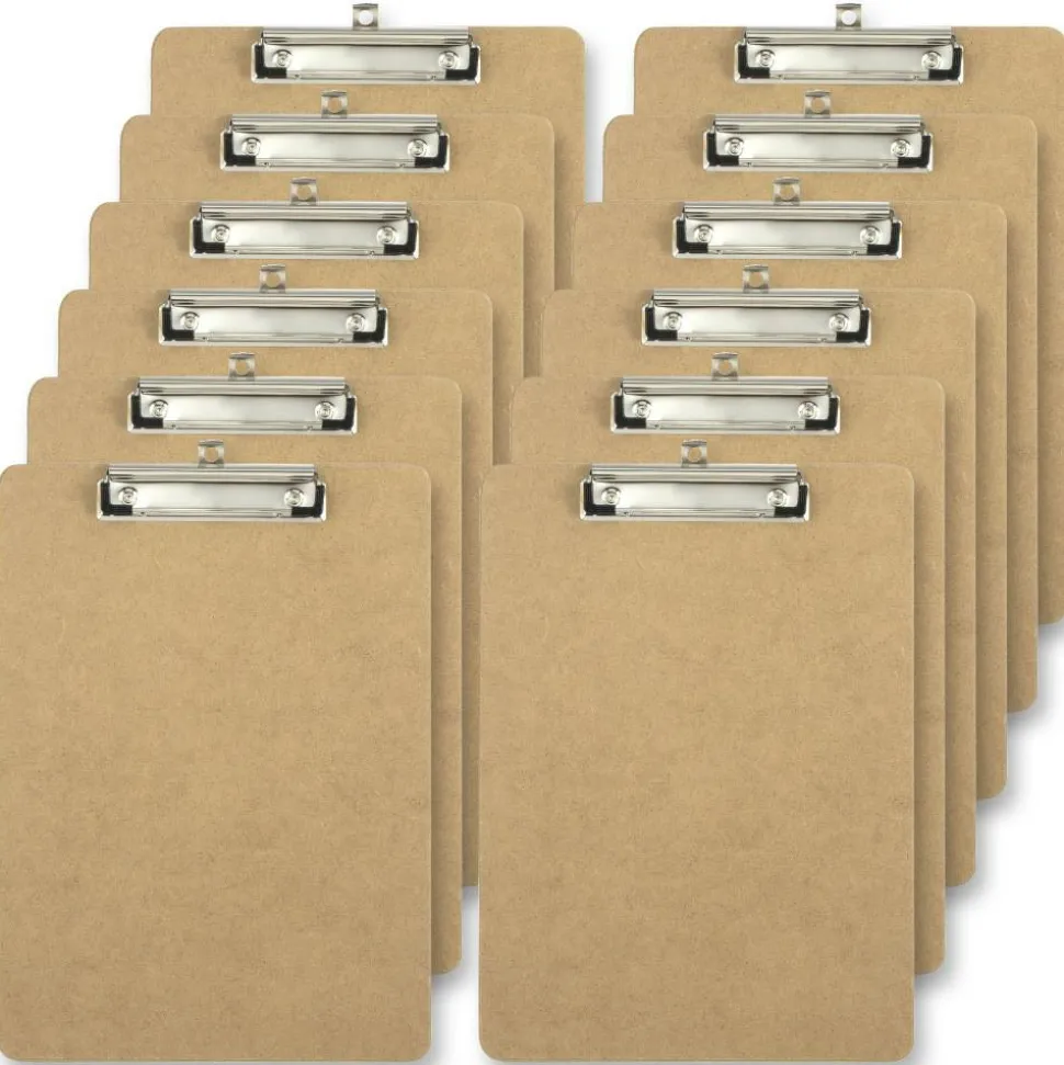 Wood Clipboards, 9" x 12-1/2", 100% Recycled Wood, Light Brown, Pack Of 12 Clipboards