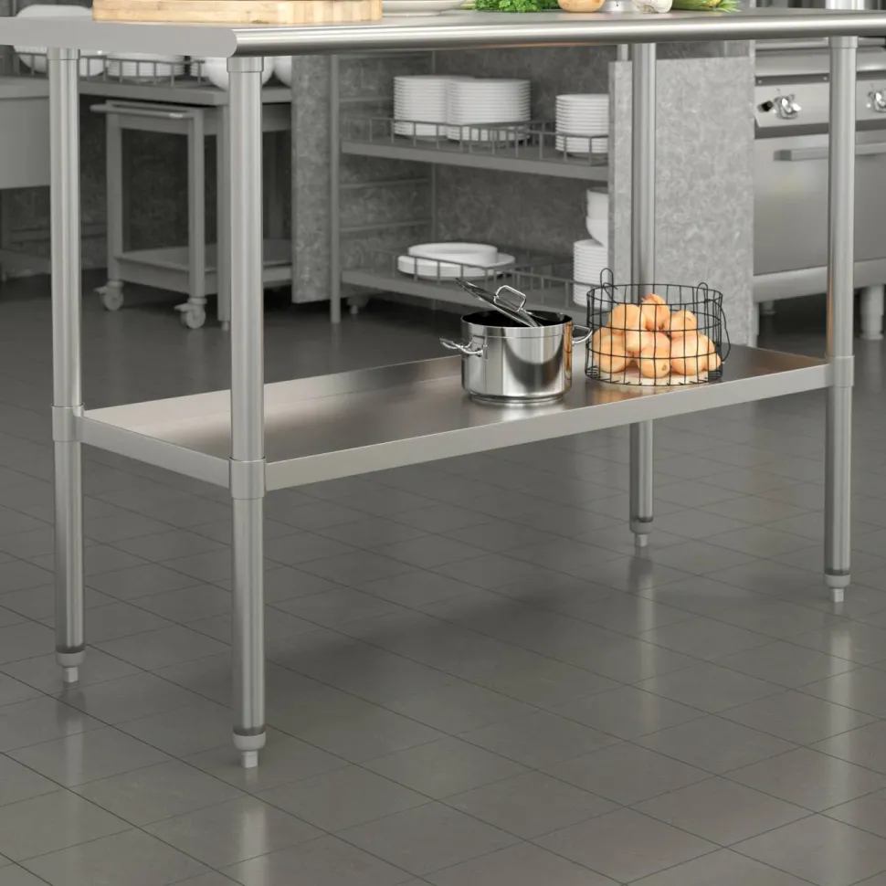 Woodford Galvanized Under Shelf for Prep and Work Tables - Adjustable Lower Shelf for 24" x 48" Stainless Steel Tables