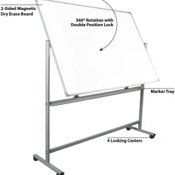 WorkPro Double-Sided Mobile Magnetic Dry-Erase Whiteboard Easel, 72" x 48", Aluminum Frame With Silver Finish
