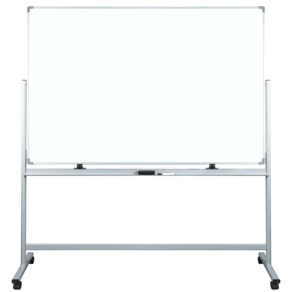WorkPro Double-Sided Mobile Magnetic Dry-Erase Whiteboard Easel, 72" x 48", Aluminum Frame With Silver Finish