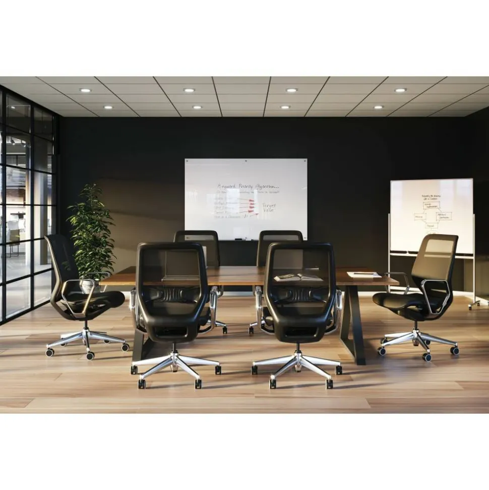 WorkPro Double-Sided Mobile Magnetic Dry-Erase Whiteboard Easel, 72" x 48", Aluminum Frame With Silver Finish